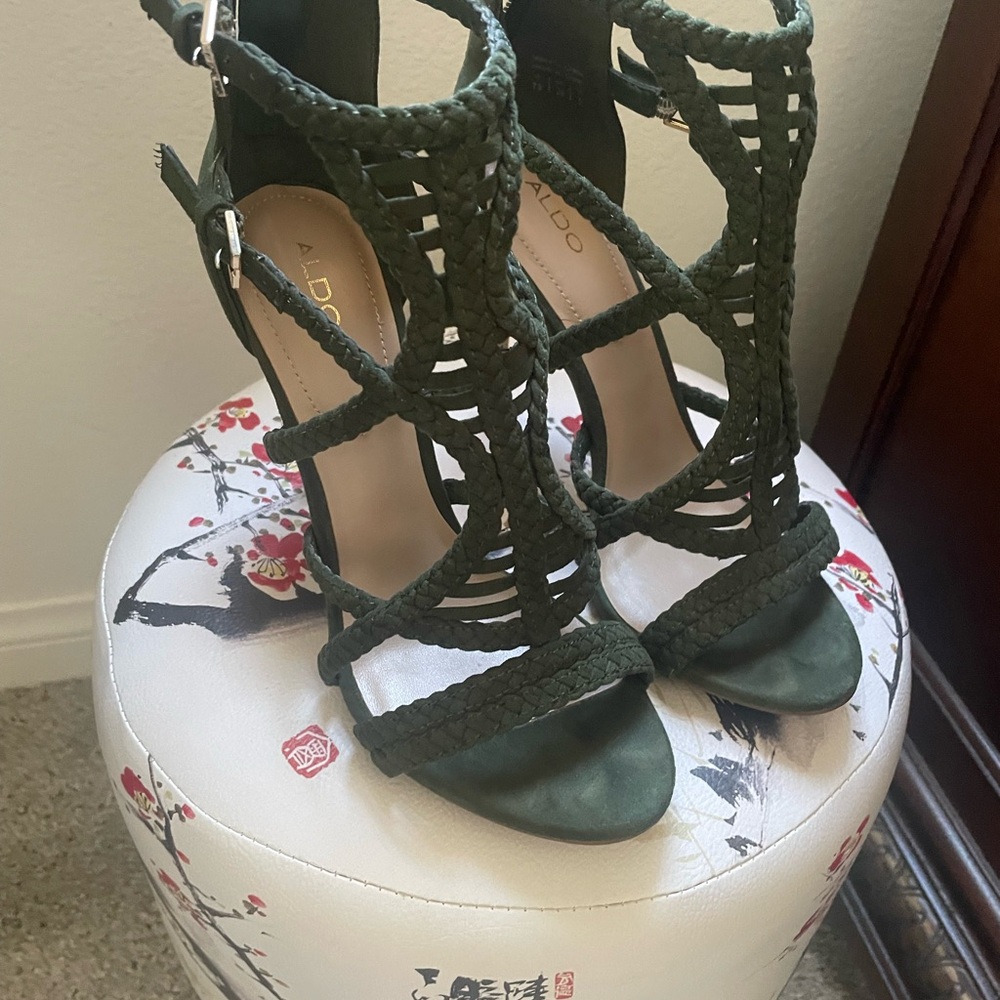 Aldo Green Stiletto Heels with Cage Design
